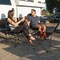 Black Folding Camping Chair Set 2 Chairs 1 Table 400 lbs Capacity with Cup Holder